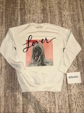 Taylor Swift White Lover Sweatshirt with Pink Graphic